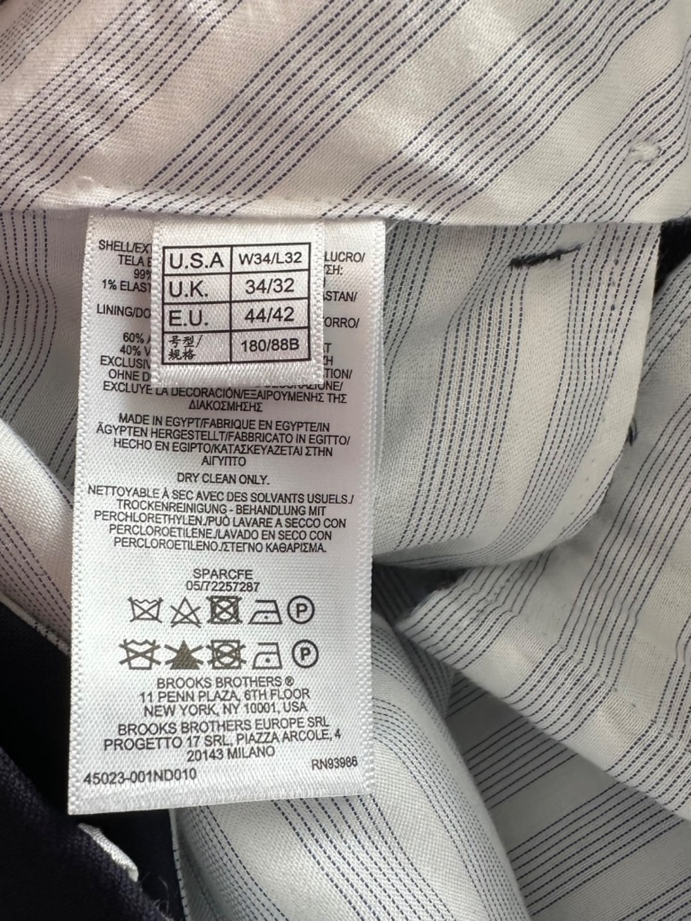 Brooks Brothers 1818 Mens Blue Wool Reda Dress Pants Slim Fit 34x32 *Altered* - Picture 5 of 11